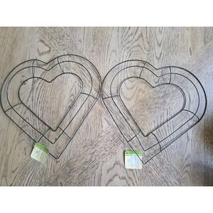 Set of 2 heart shaped wreath frames Wire Ribbon Frame Wedding, crafting, decor